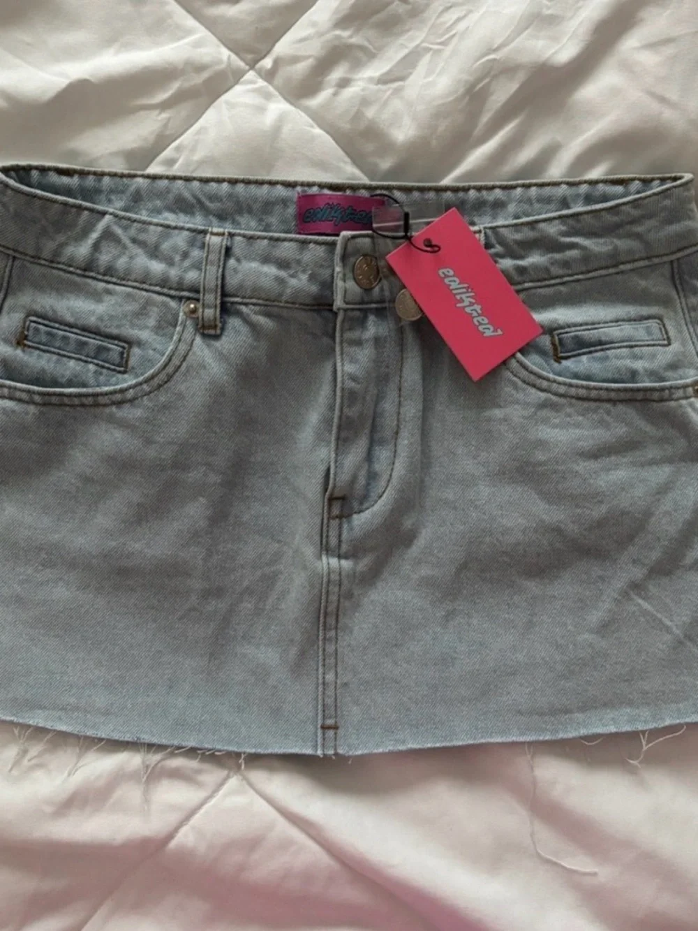 NWT Edikted Deniem Mini Skirt - Picture 1 of 7